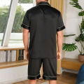 Men's Pajamas Set For Summer Short Sleeve Pocket Button Down Shirt & Shorts Pyjama Loungewear Set Sleepwear Pijama Home Clothing. 