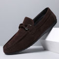 2026 Summer Casual Fashion Driving Loafers Suede Leather Minimalist Slip-Ons Comfortable Trendy Work Shoes Black & Khaki Two-Ton.
