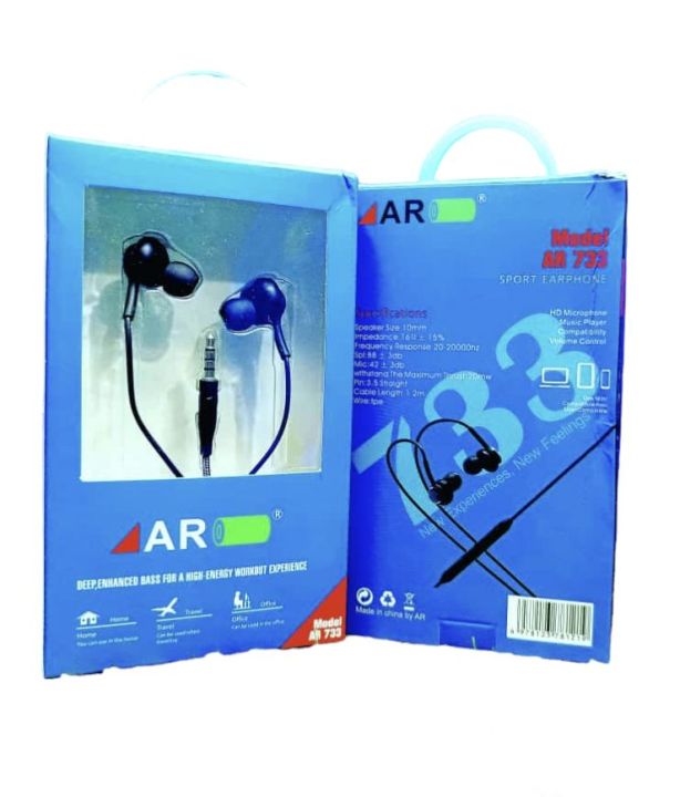 AR SPORT EARPHONE Handsfree Model:733
👉High Quality Sound
👉Built-in-Mic
👉Phone Call
👉Music
👉Online Chatting
👉Volume Control
👉Best Quality