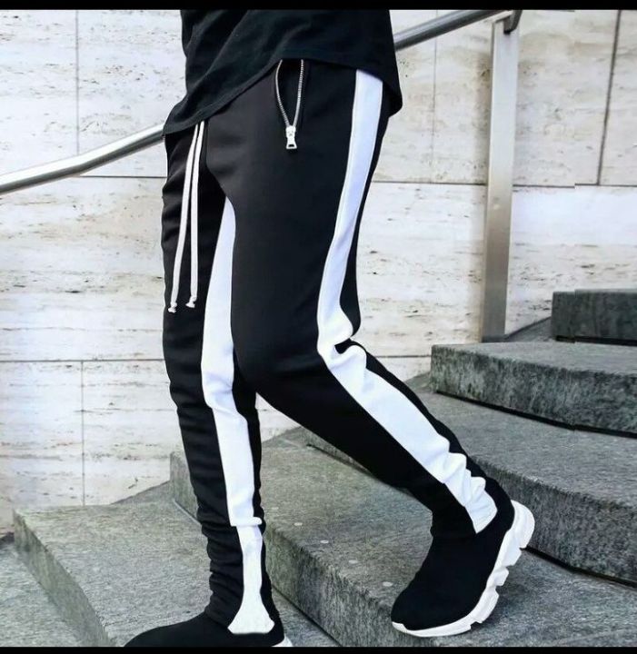 Stylish Black Trousers side Straight line For Men's
