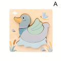 3D Wooden Cartoon Animals Cognitive Puzzles For Kids Children's Wooden Puzzles Toys Colors Shapes Baby Educational Toys Game. 