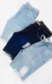 Men's light colur denim patch short. 