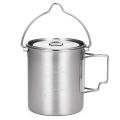 LIXADA 750ml Stainless Steel Pot Portable Water Mug Cup with Lid and Foldable Handle Outdoor Camping Cooking Picnic Equipment. 