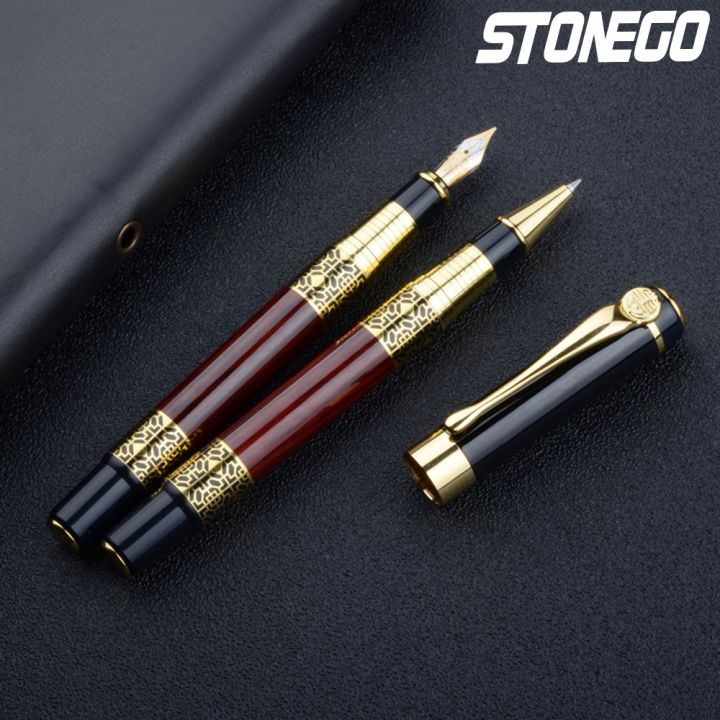 STONEGO Classical Wood Grain Fountain Pen Roller Pen HighGrade Business Pen Metal Signature Pen