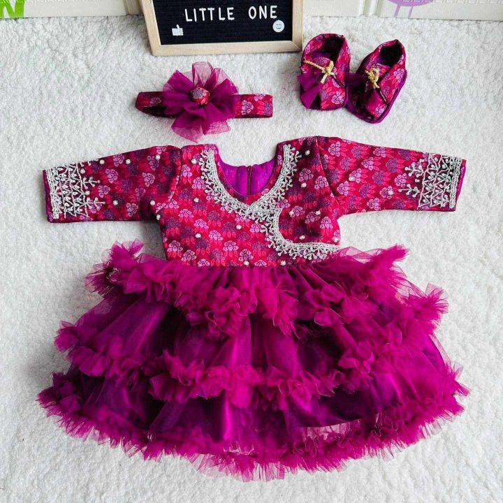 KidsSansar - Baby Girl Rice Feeding Pasni Dress Ceremony Dress