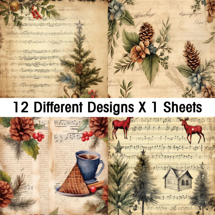 Victorian%20Christmas%20Scrapbook%20Paper%20Set,12%20sheets%20Poinsettia%20Birds%20Santa%20Patterns%20Decorative%20Craft%20Paper%20for%20Journal%20DIY%20Crafts%20-%20Image%206