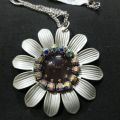 (L). Vintage Flower Necklace, pendant necklace, steampunk jewelry, bohemian necklace, flower pendant necklace. 