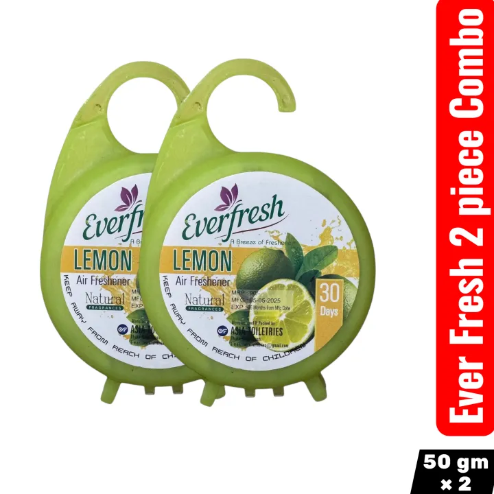 Ever Fresh Lemon (2 piece combo) Bathroom Air Freshener Hanger Block 50 gm ×2