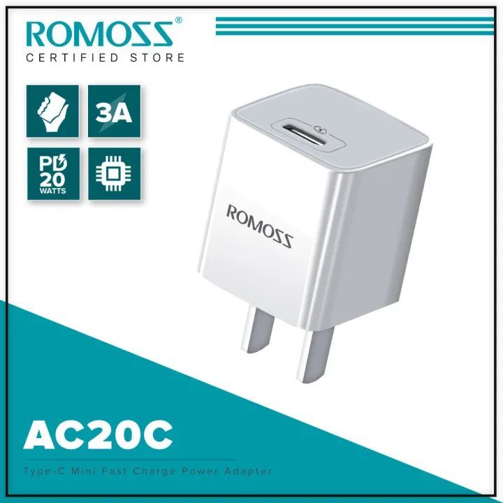 Original Romoss AC20C Mini PD20W Type C Charger Adapter for iPhone 13 12 11 Pro Max all  Google pixel Charging Quick Charge 4.0 3.0 Wall Charger