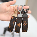 Keychain Spring Ring Old Pattern PU Leather Creative Car Metal Car Hanging Horseshoe Buckle Gift. 