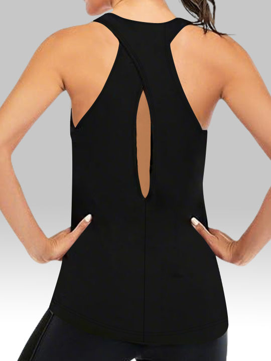 Super Soft Cross Backless Workout Tops for Women Racerback Tank Tops Open Back Running Muscle Tank Yoga Shirts
