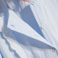 Summer 2026 French Style Sweet Lace Border Thin Top Plus Size Women's Shirts Waist Cinched Short Sleeved Doll Shirt Casual Tops. 