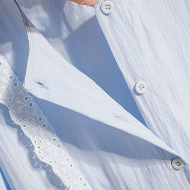 Summer%202026%20French%20Style%20Sweet%20Lace%20Border%20Thin%20Top%20Plus%20Size%20Women's%20Shirts%20Waist%20Cinched%20Short%20Sleeved%20Doll%20Shirt%20Casual%20Tops%20-%20Image%206