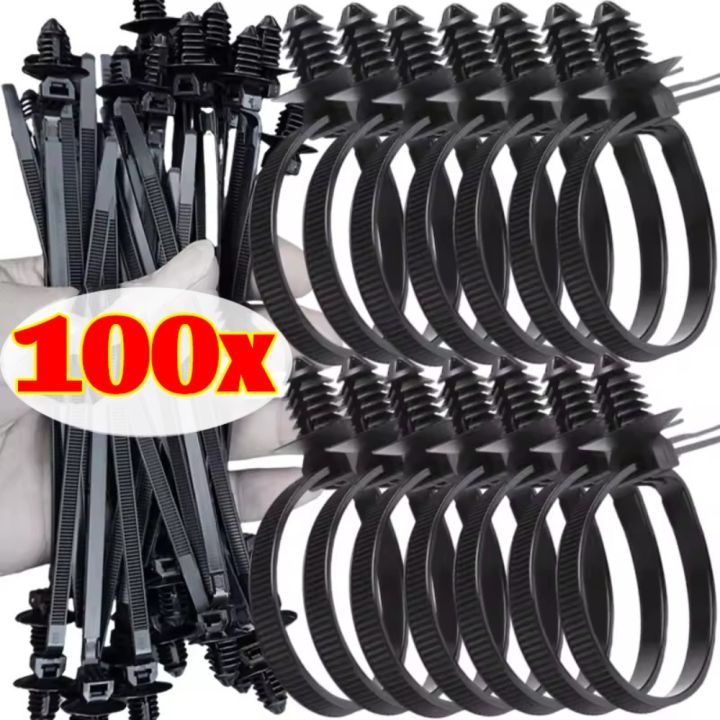 Auto Nylon Wire Harness Fixing Cable Tie Push Mount Zip Strap Self Locking Car Clip Retainer Fastener Universal Routing Tool
