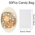 50Pcs Daisy Flower Candy Bags Transparent Cookie Biscuit Baking Packaging Bag Wedding Birthday Party Gifts Wrapping Supplies.