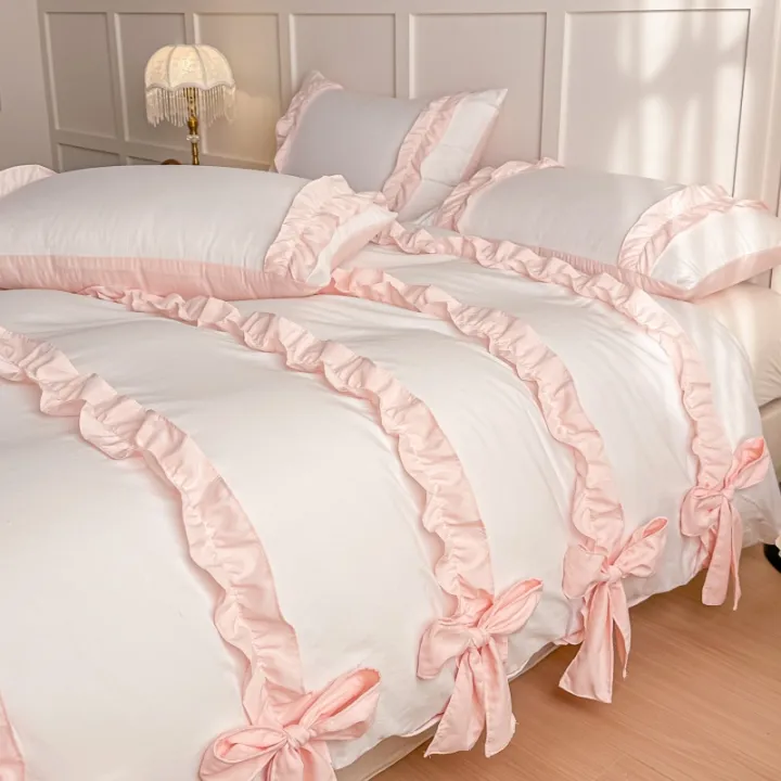 3%20Piece%20Sheet%20Set%20%20pink%20bowknot%20duvet%20cover%20Set%20%EF%BC%8C%20comfortable%20Bedding%20Set%20Bedspread%20for%20All%20Season%20-%20Image%204