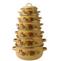 5 pcs Set Golden Enamel Cast Iron Cookware Casserole set enamel cook tool pot With Best quality. 