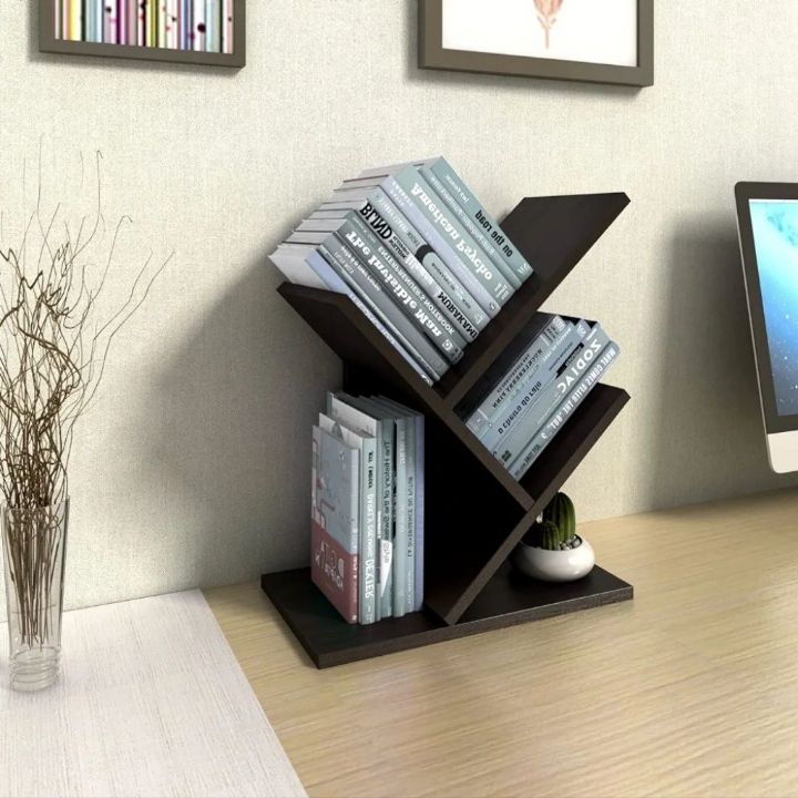 Tree-shaped bookshelf Desktop tree bookshelf 3-tier Bookcase Book rack ...