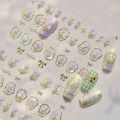 Elegant Oriental Metal Flower Frame Nail Stickers Crystal Rhinestone New Chinese Style 5D Design Self Adhesive Manicure Decal.