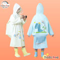 Dodolove children's rain coat children's raincoats School students thick raincoat PVC fabric with light reflective backpack. 