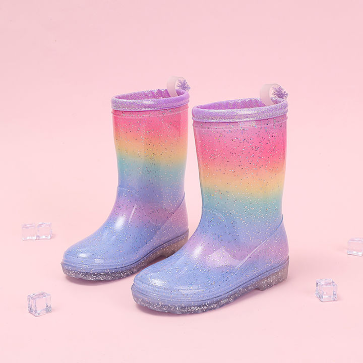 Four%20Seasons%20Cute%20Girls%20Rain%20Boots%20Rainbow%20Gradient%20Glitter%20Waterproof%20Non-Slip%20Toddler%20Kids%20Outdoor%20Rainy%20Day%20Shoes%20-%20Image%204