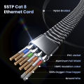 CAT 8 Ethernet Cable 40Gbps Gaming High Speed 2000MHz SSTP Cat 8 Ethernet Cord RJ45 Network for PC Modem Router Laptop PS 5/4.