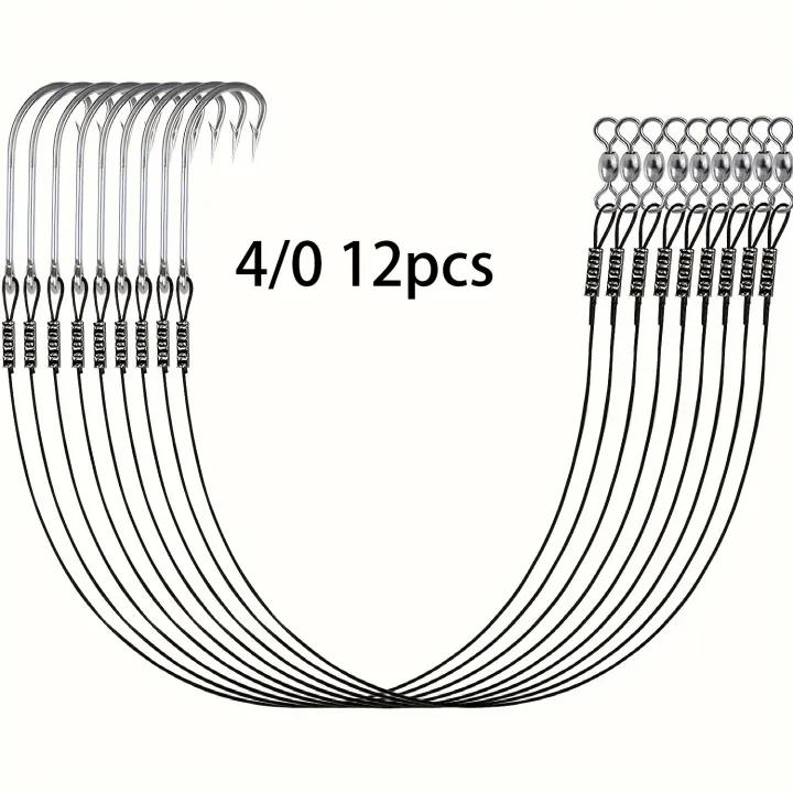 12pcsFishing%20Hook%20Rigs,Steel%20Leaders%20Long%20Shank%20Hook%20for%20Surf%20Fishing,Black%20Leader%20Wire%20O'shaughnessy%20Forged%20Hook%20for%20Freshwater%20-%20Image%207
