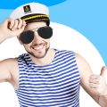 1pCS Set Yacht Captain Hat Sailor Ship Cap Scarf Sailor Hat Boat Costume for Men Women Captains Dressing up Party.