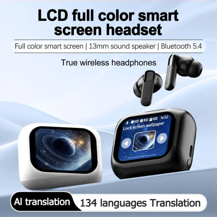 AI Translation Bluetooth Earbuds 134 Languages Support LCD Touch Screen Bluetooth earphone Long Battery Life