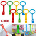 4/8Pcs Baby Hand Pull Rings Cribs Playpens Walking Training Rings Baby Stand up Assistant Rings Security Bed Hanging Pendants.