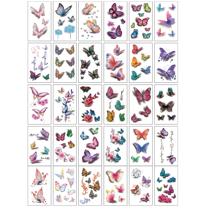 30%20Sheets%203D%20Texture%20Waterproof%20Colorful%20Butterfly%20Temporary%20Tattoo%20Stickers%20-%20Image%205