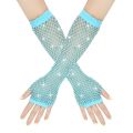 Hot Sale Fingerless Fishnet Gloves Highly Elastic Arm Sleeve Punk Goth Ladies Disco Rhinestone Performance Gloves Unisex.