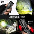 Rechargeable LED Flashlight Zoomable Torch with LCD Display 3 Modes Waterproof High Power Hand Light Outdoor Wilderness Camping. 