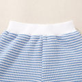 Summer Unisex Infant Independence Day Big Flag Embroidered Waffle Short Sleeve Top and Waffle Shorts Two-piece Set.