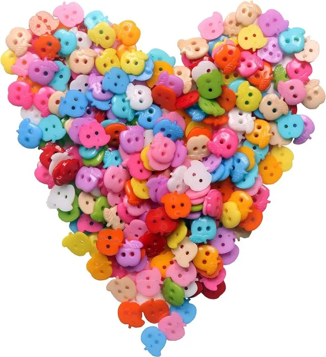 50%20Plus%20Pcs%20Mixed%20Apple%20Plastic%20Buttons%202%20Hole%20Baby%20Sewing%20DIY%20Crafts%20Children's%20Manual%20Button%20Painting,%20DIY%20Handmade%20Ornamen%20-%20Image%203