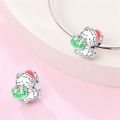 Original 925 Sterling Silver Cute  Cat Charms Bead Fit 3mm Bracelet Women Fine DIY Birthday Jewelry. 
