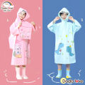 Dodolove children's rain coat children's raincoats School students thick raincoat PVC fabric with light reflective backpack. 