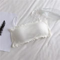 Womens Seamless Cotton Tube Top Bra with Chest Pad Adjustable Strap Camisole No Underwire Lace Trim Vest Comfort Sports Bra.