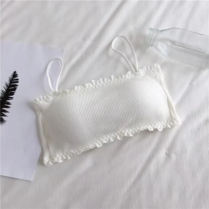 Womens%20Seamless%20Cotton%20Tube%20Top%20Bra%20with%20Chest%20Pad%20Adjustable%20Strap%20Camisole%20No%20Underwire%20Lace%20Trim%20Vest%20Comfort%20Sports%20Bra%20-%20Image%202