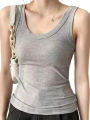 Women Square Collar Wide Straps Fitness  Knitted Tank Top Camisole Solid Color Breathable Cool Vest Summer Trend Tops Female. 