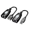 2Pcs USB to RJ45 LAN Cable Extension Adapter Extender Over Cat5 RJ45 Cat6 Patch Cord Black Networking Accessories.