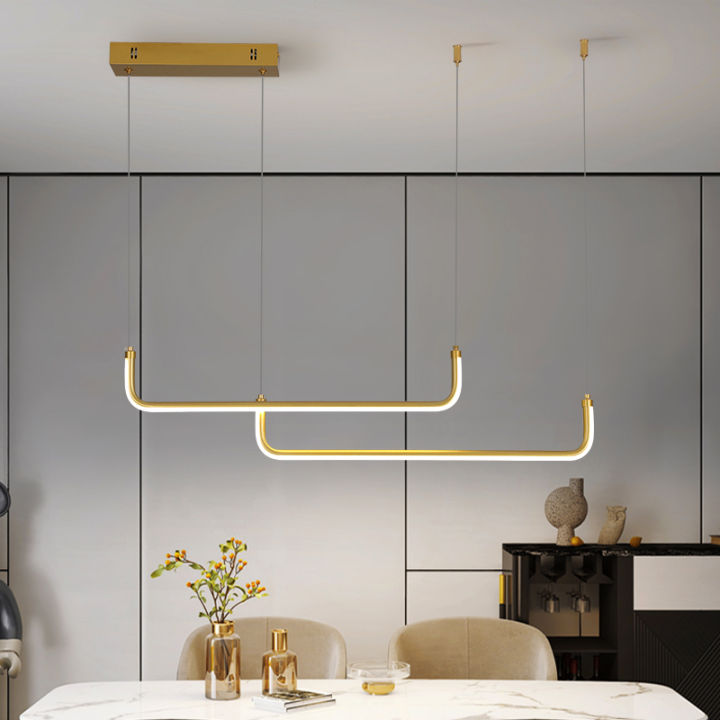 Modern LED Gold Pendant Light Fixture for Dining Room Sleek Design with ...