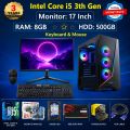Intel Core i5 3th Generation RAM 8GB HDD 500GB Graphics 2GB Built in Gaming PC Win 10 64 Bit And 'Monitor 17 inch' Keyboard & Mouse Full NEW Desktop Computer Set.