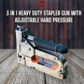 3 in 1 Heavy duty Stapler gun Professional stapler with Adjustable Hand Pressure Setting for Upholstery, Decor, Sofa Seat Cover Repair, Furniture, Stationary Use. 