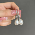 Huitan White Imitation Pearl Dangle Earrings for Women Temperament Bridal Wedding Ear Accessories Anniversary New Jewelry.