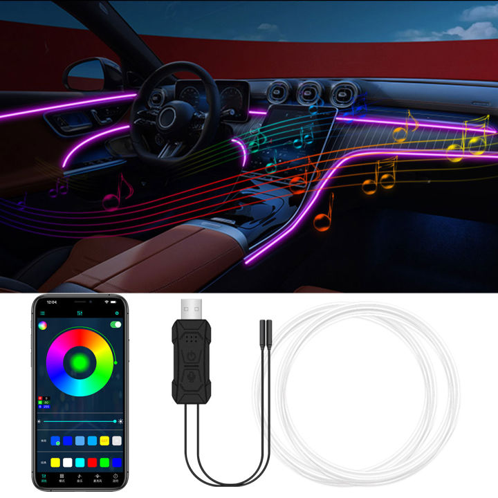 4IN1/6IN1 RGB Car Interior Ambient LED Light Strip Fiber Optic ...