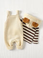 Baby Boy's Clothing Sets Fashionable Long Sleeve Striped Hooded Sweatshirt Embroidered Bear Overalls 2Pcs Outfits Cute Clothes. 