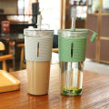 710ml/24oz Large Capacity Coffee Cup, Plastic Water Bottle With Straw, High Temperature Resistant Clear,Reusable Cups with Straw. 