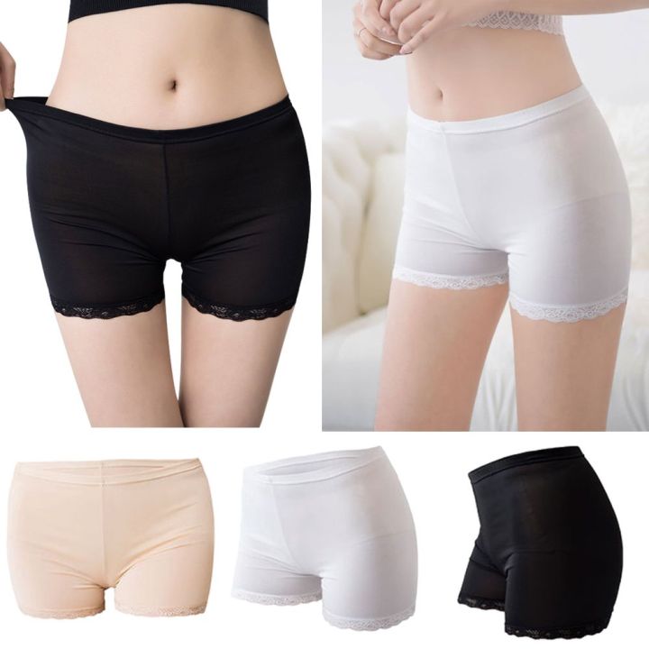 Summer Spring High Waist Women Safety Shorts Ice Silk Lace Safety Pants High Elasticity Big Size Soft Underpants for Female