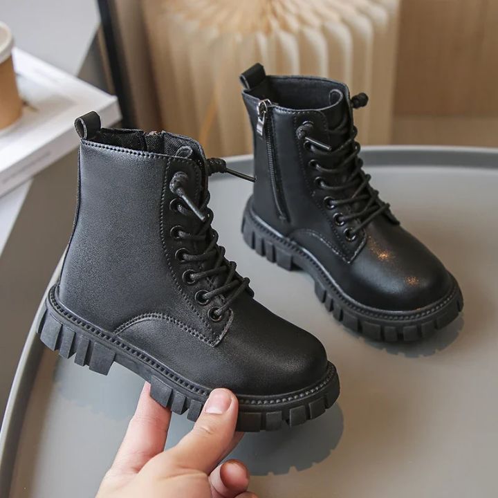Spring%20Autumn%20Girls%20Ankle%20Boots%20Fashion%20School%20Kids%20Leather%20Boots%20Thick%20Bottom%20Non-slip%20Children's%20Platform%20Causal%20Boots%20Black%20-%20Image%204